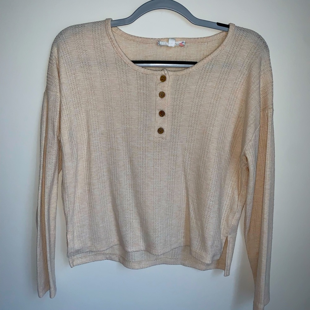 Cream Henley, Pink Rose, Size S